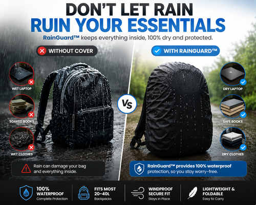 RainGuard™ Waterproof Backpack Rain Cover | Fits 20–40L Bags