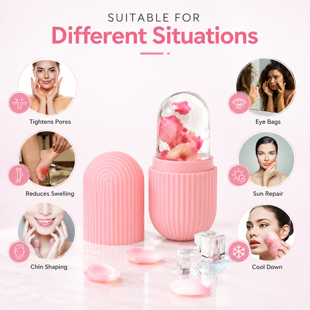 Reusable Ice Roller for Face & Eyes – Reduces Puffiness, Acne & Enlarged Pores